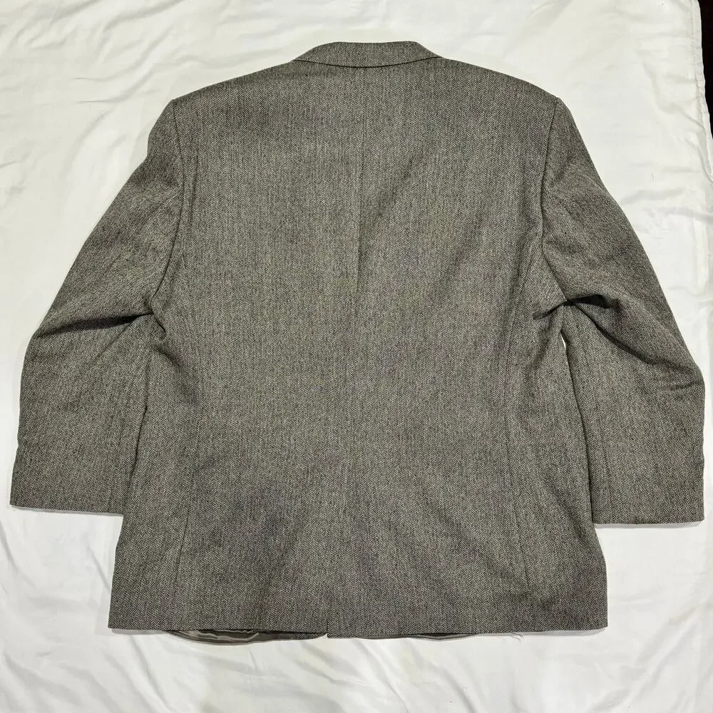 Lauren Ralph Lauren 48R Pure Wool Gray Herringbone Blazer Made Canada